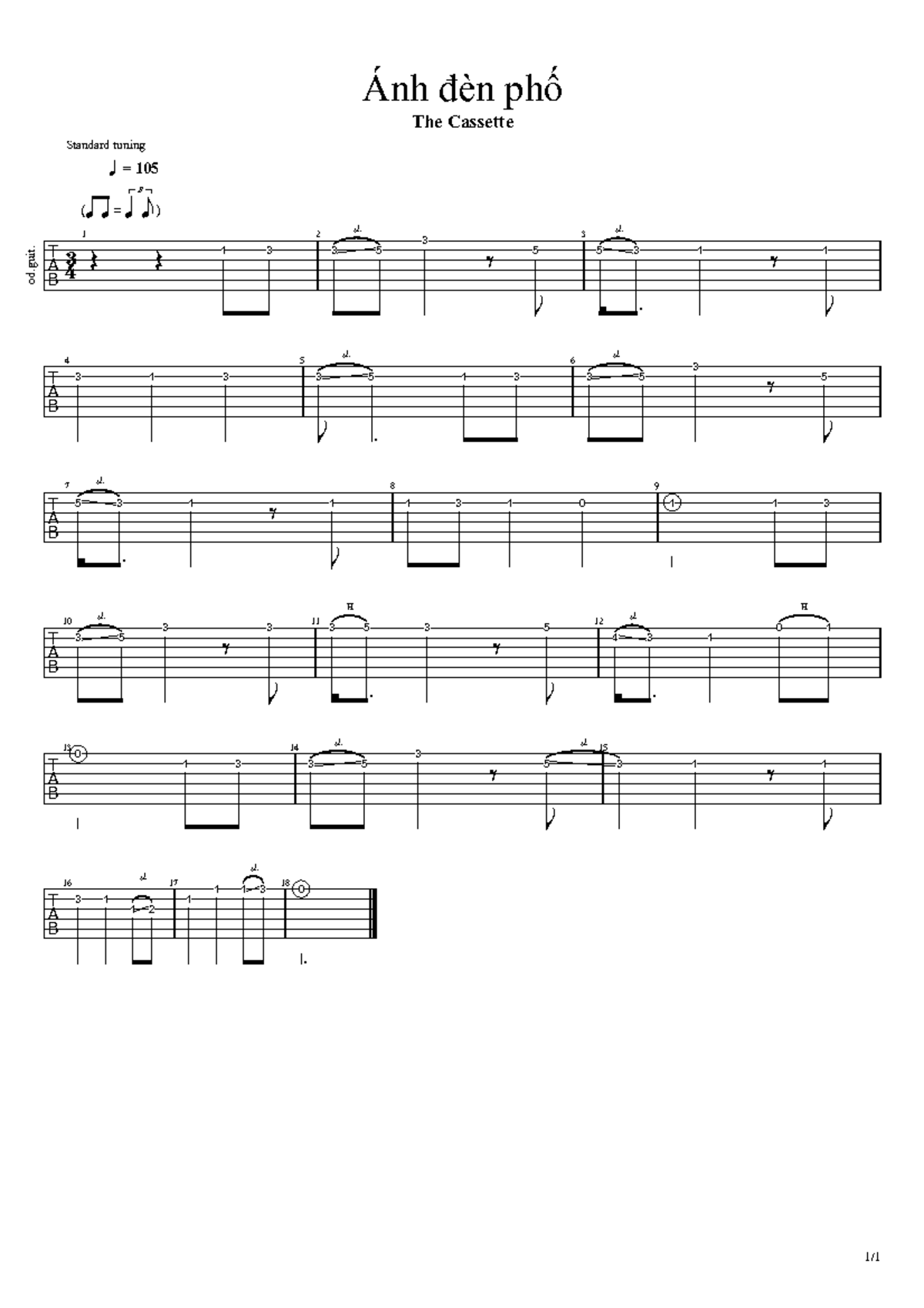 Ánh đèn phố - Guitar Tabs Standard Tuning (105) - Studocu