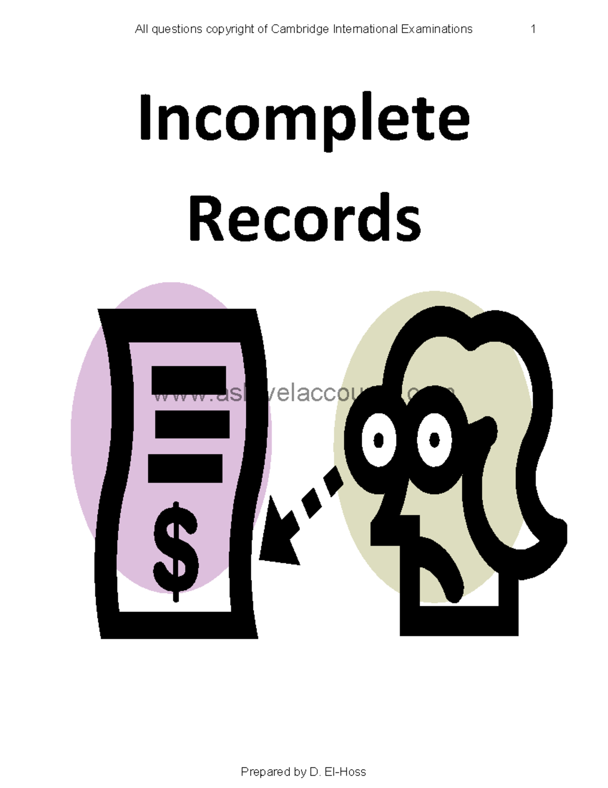 Accounting Incomplete Records: UCLES 2009 & 2011 Exam Preparation - Studocu