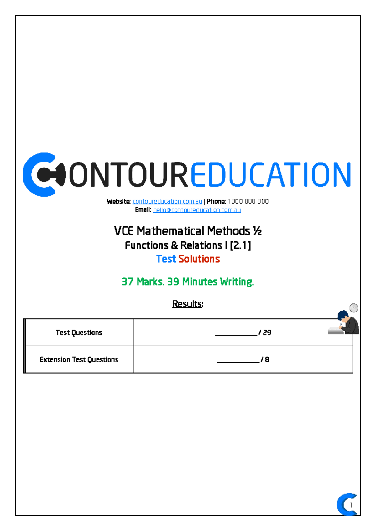 VCE Mathematical Methods ½ Functions Relations I Test Solutions - Studocu