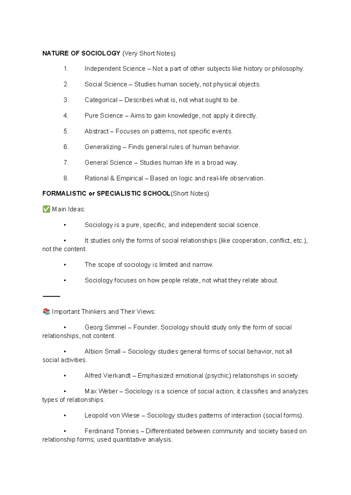 SOC 101: Nature of Sociology - Key Concepts and Thinkers Overview - Studocu