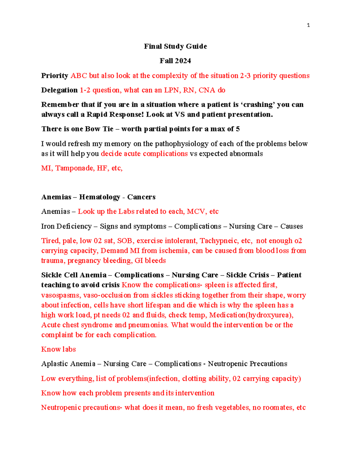 Final Study Guide Q3 Nursing Concepts Fall 2024 - Studocu