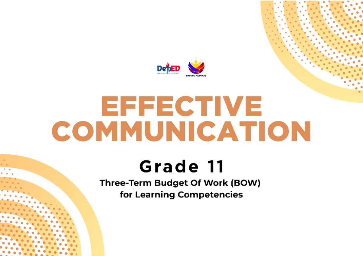 [G11] Effective Communication: Budget of Work for First Term - Document Preview