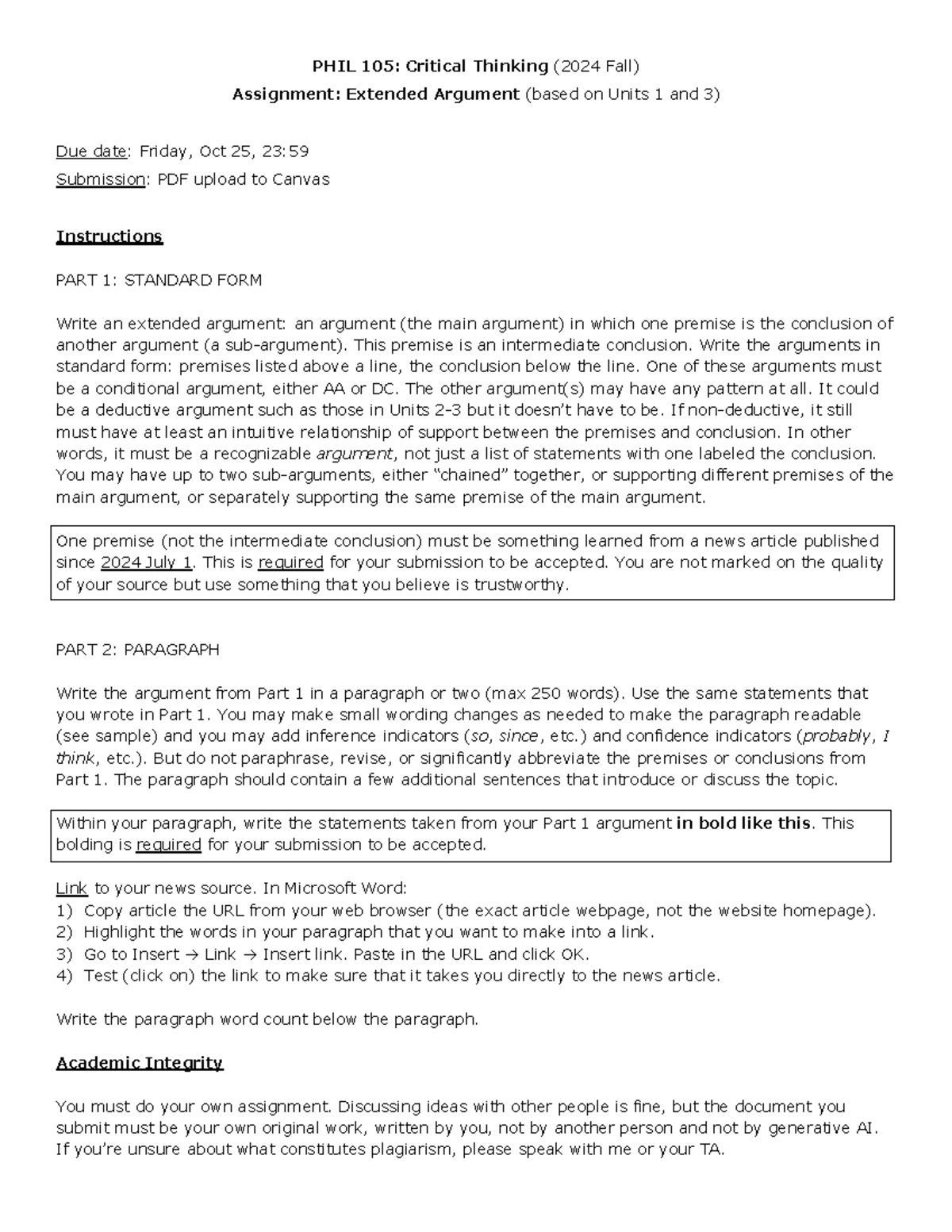 PHIL105 2024Fall Assignment 1 Instructions - PHIL 105 : Critical ...