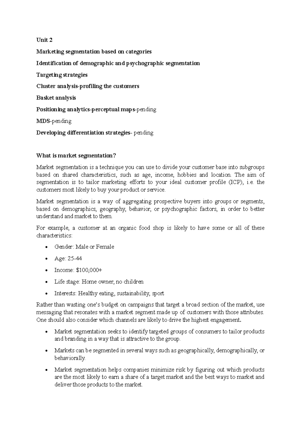 Unit 2 ma - best notes of marketing analytics - Unit 2 Marketing ...