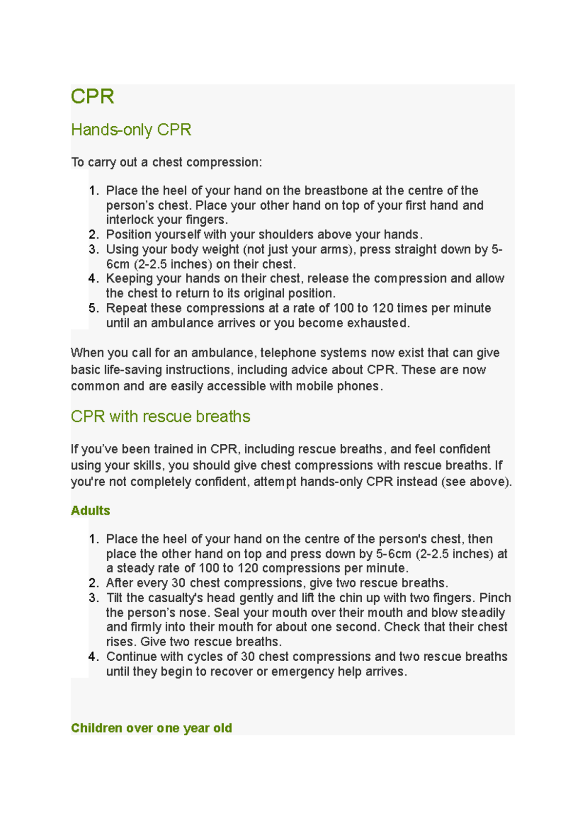 CPR - Comprehensive Lecture Notes on Hands-Only and Rescue Breaths ...