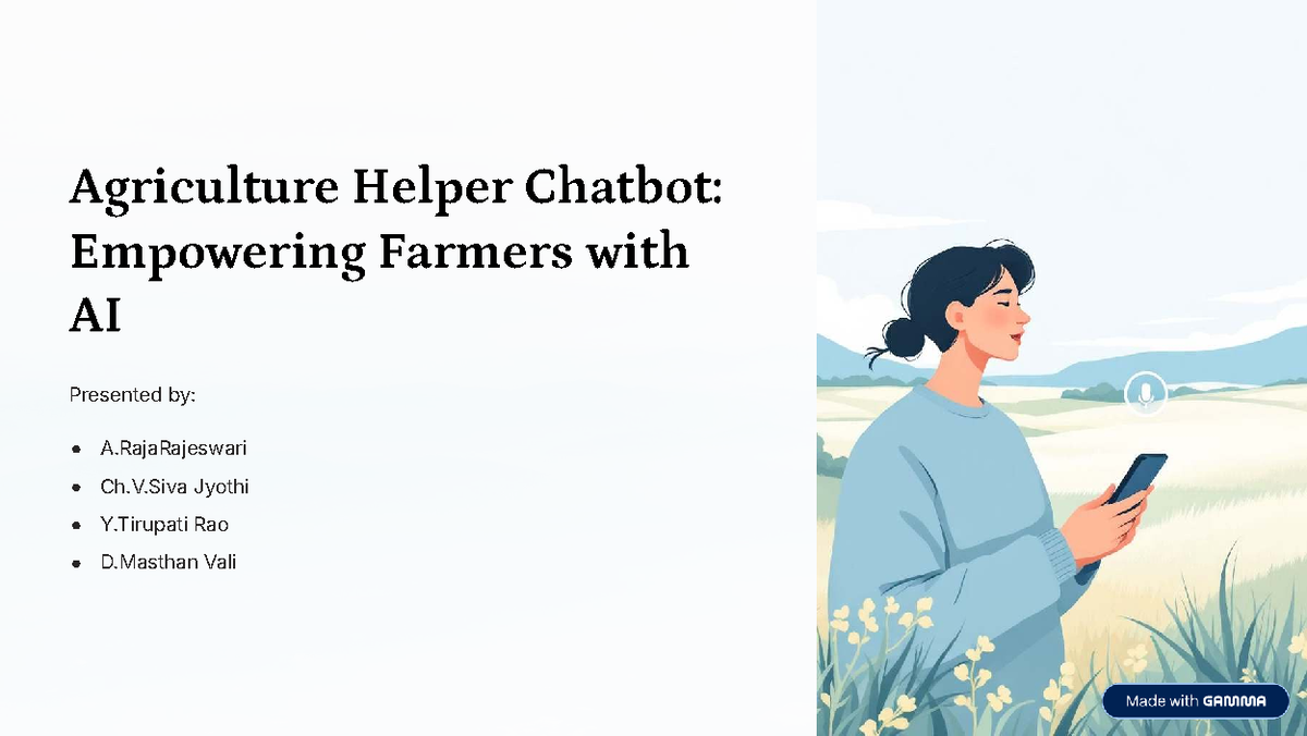 AGRI 101: Agriculture Helper Chatbot - Empowering Farmers with AI - Studocu