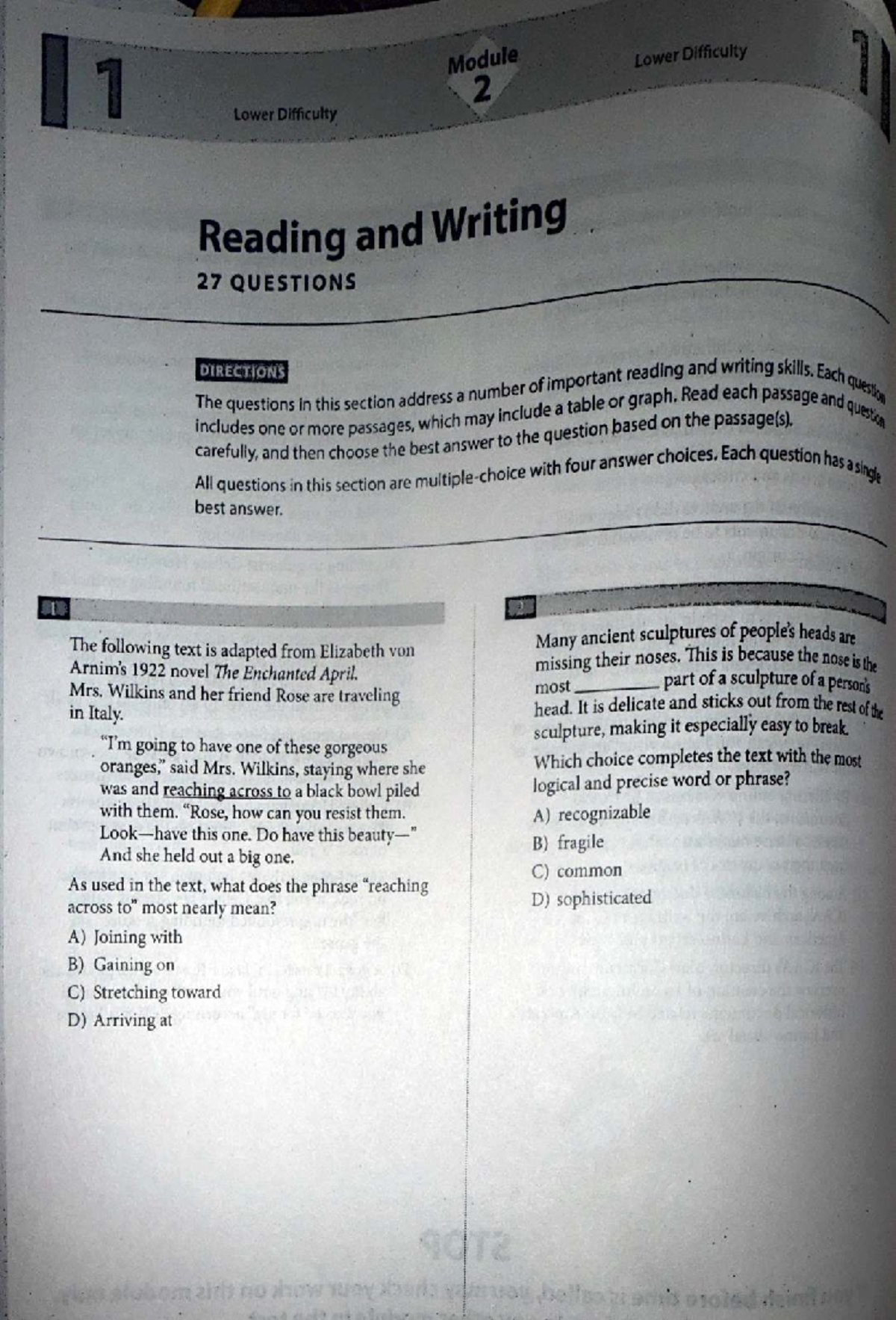 PSAT SAT Reading & Writing Practice Questions BB4-5 LD 101925 - Studocu