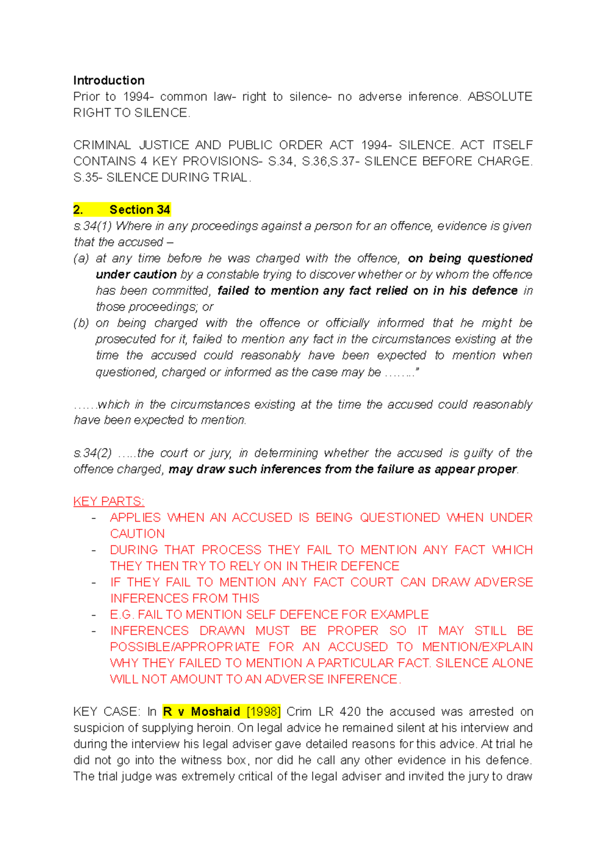 Lecture 7: Analysis of Silence and Inference Drawing in Criminal Law ...