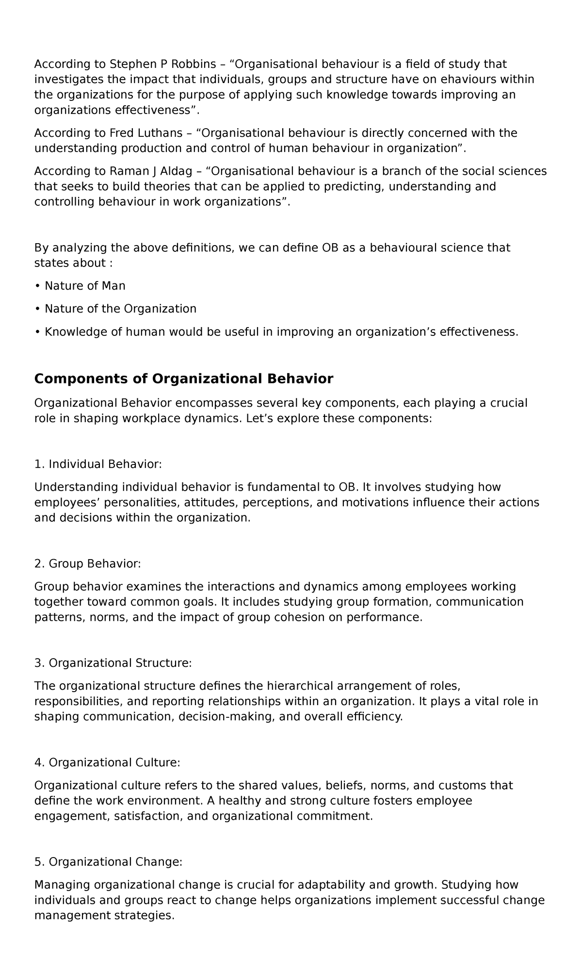 Organizational Behavior Insights: Human Behaviors Assignment (OB 101 ...