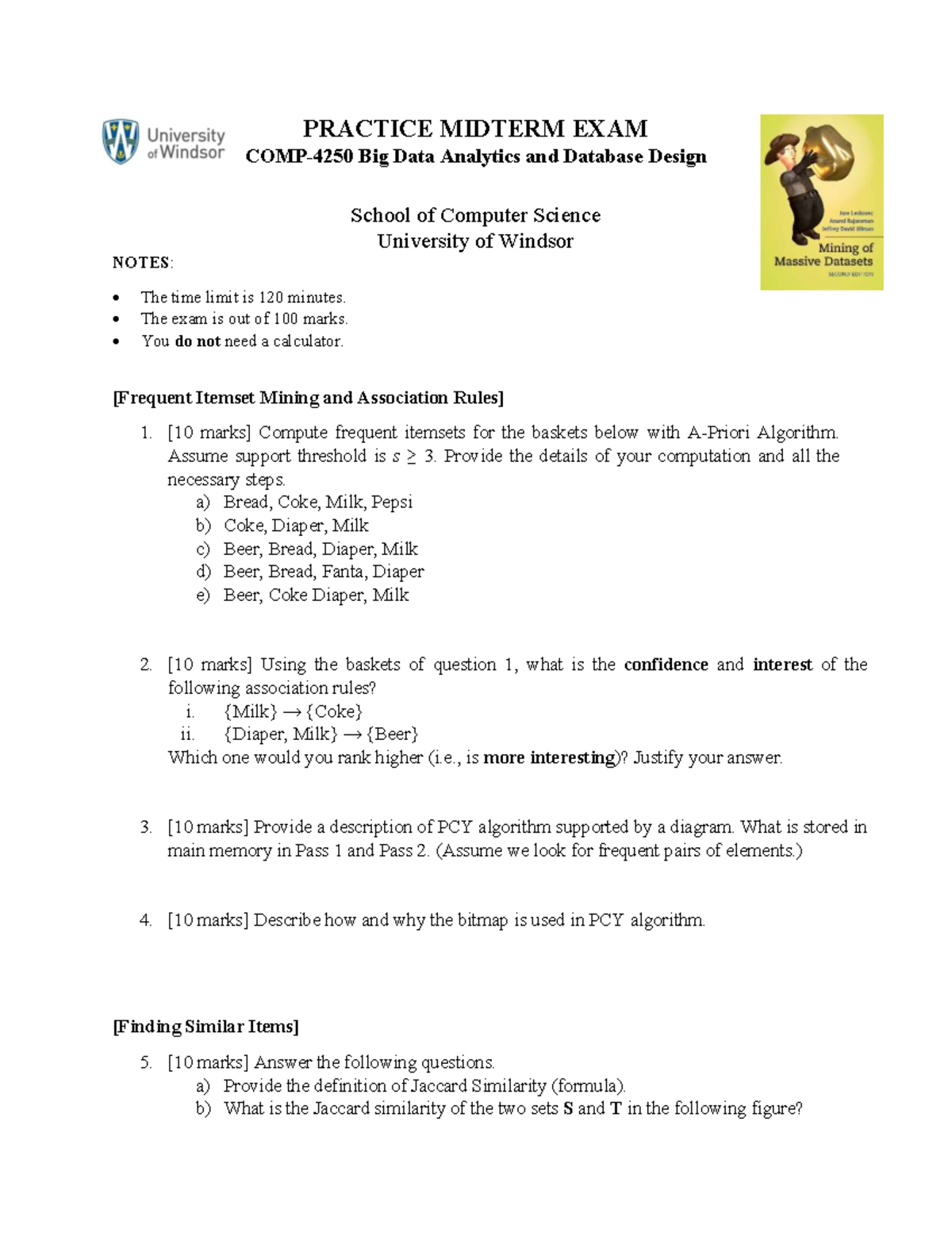 PRACTICE MIDTERM EXAM CS 1234 Big Data Analytics Notes - Studocu
