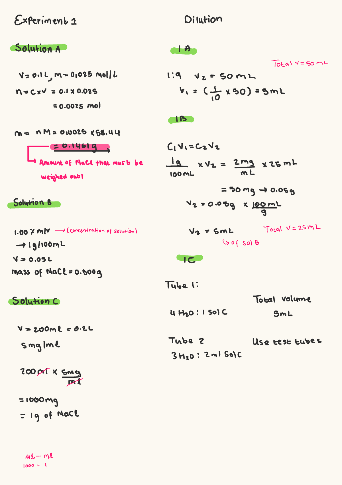 Biochemistry 214: Practical 1 - Dilution Solutions and Calculations ...