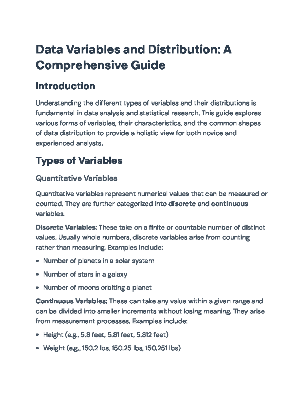 Data Variables and Distribution: A Complete Guide for Analysts - Studocu