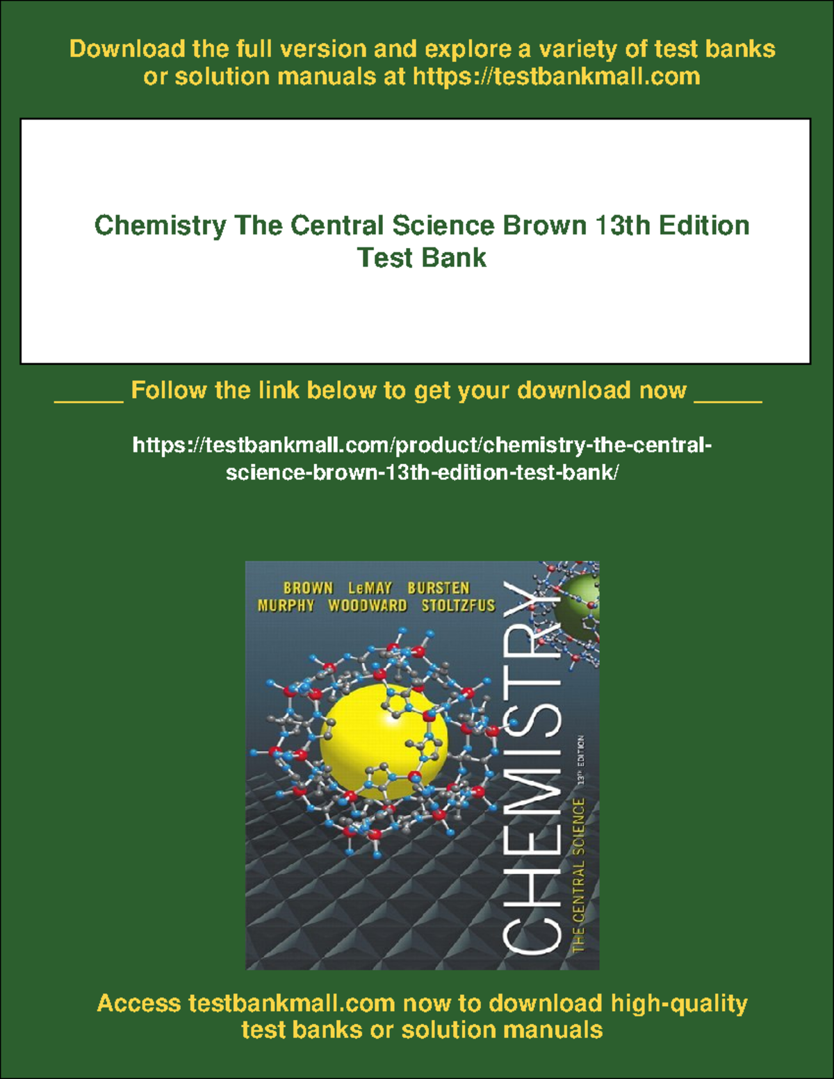 10768 - Chemistry the central science brown 13th edition test bank is ...