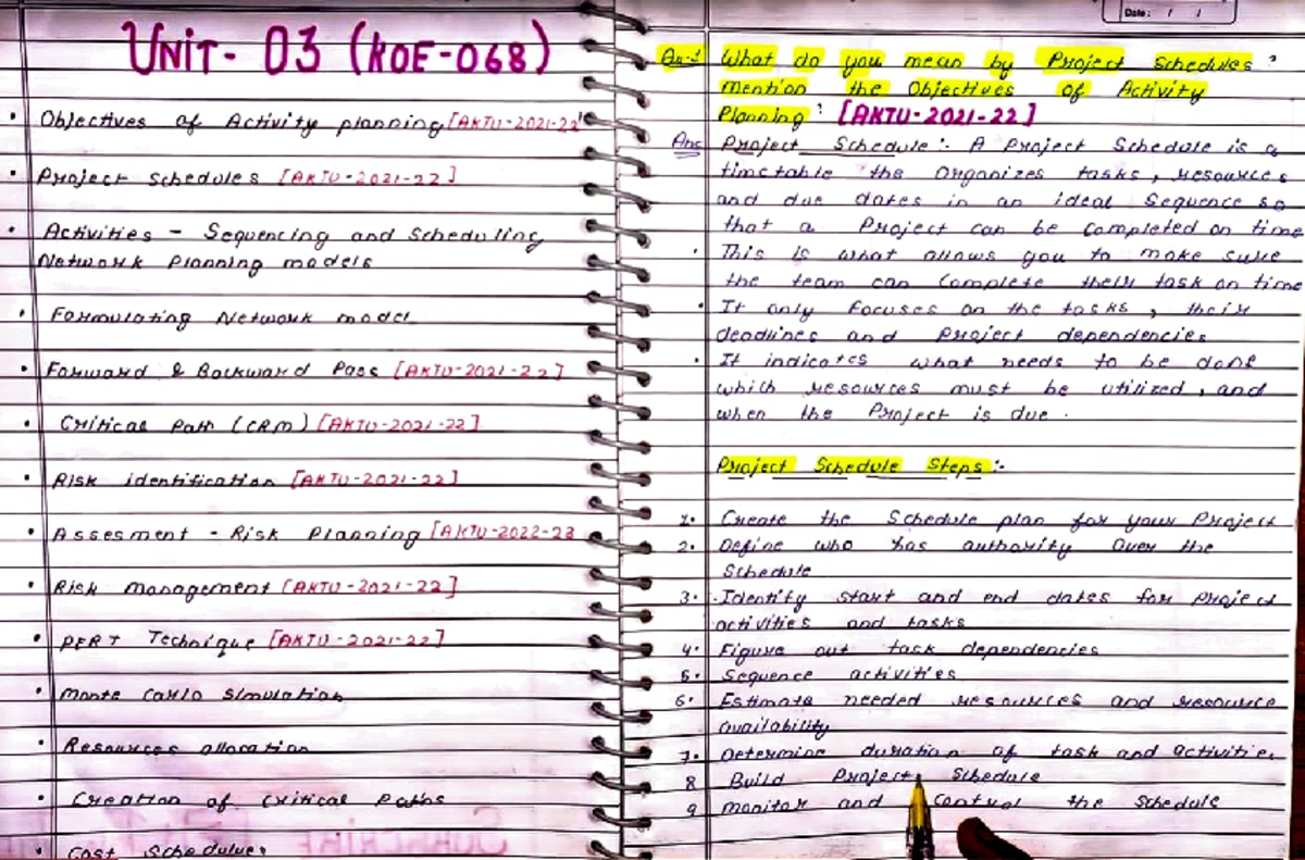 SPM Unit-3: Comprehensive Notes on Project Scheduling and Risk ...