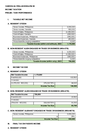 INCOME TAXATION PREFINALS PERFORMANCE TASK GROUP 1 (2021) - Studocu