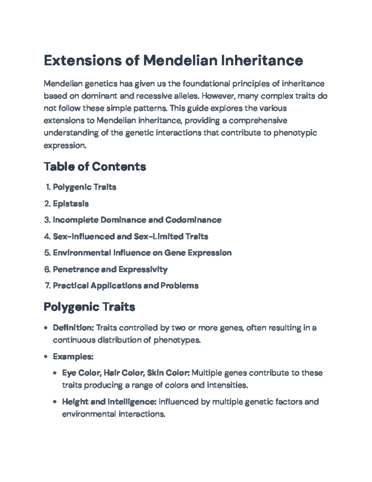 Exploring Extensions of Mendelian Inheritance: Key Concepts ...