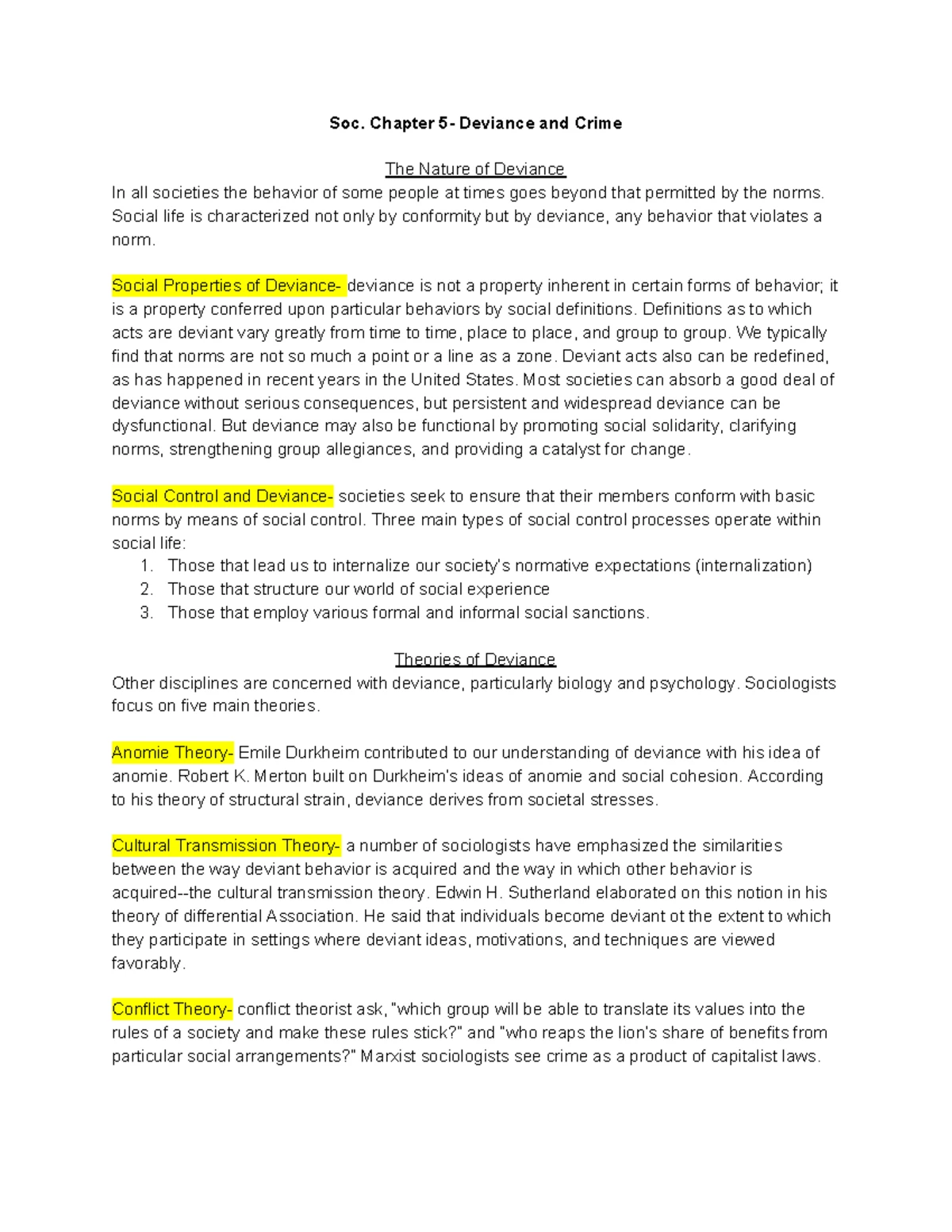 SOC 101: Final exam study guide - Study Guide SOC 101 Introduction to ...