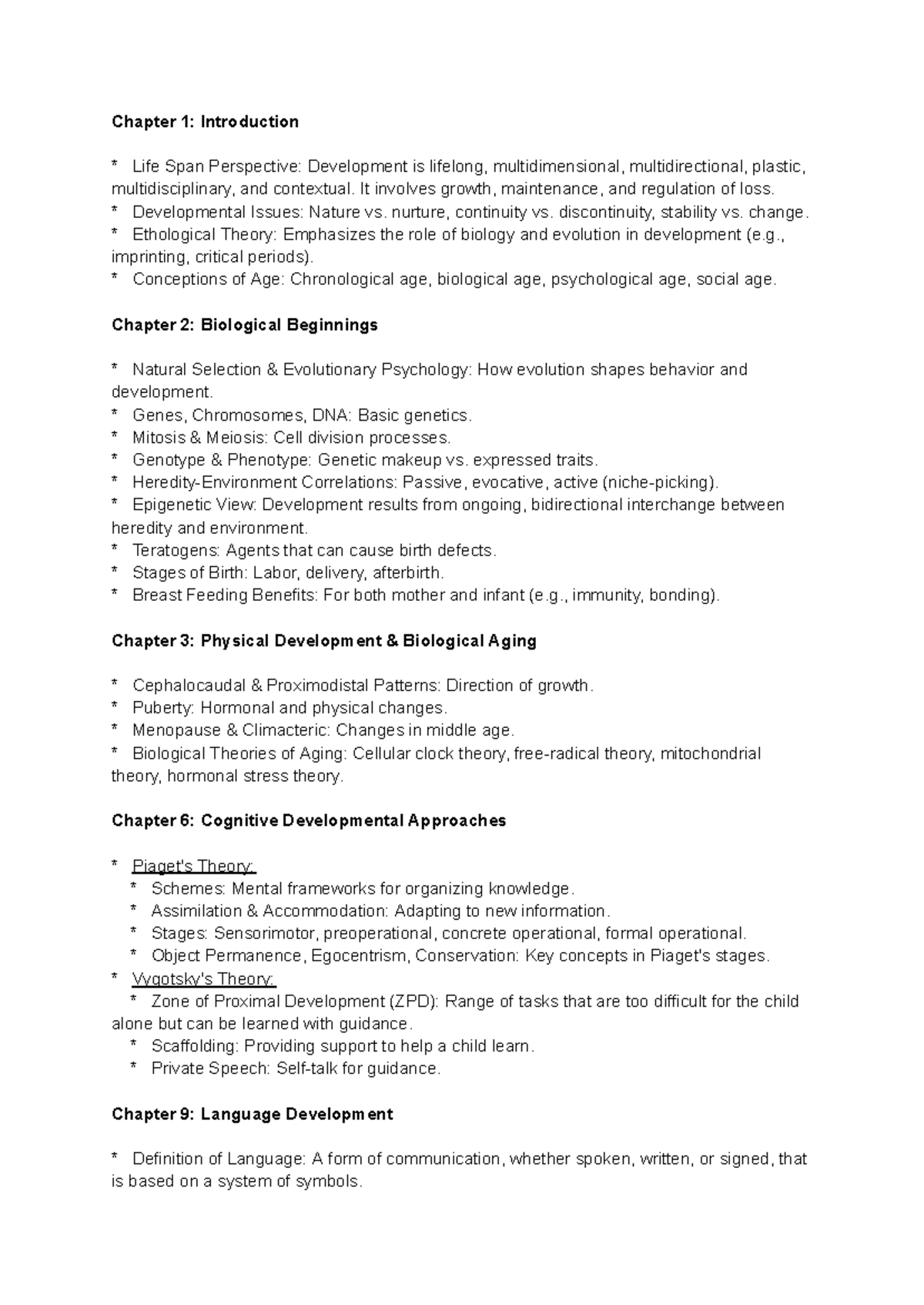 Human Growth & Development Midterm Study Guide (Course Code: [Insert ...