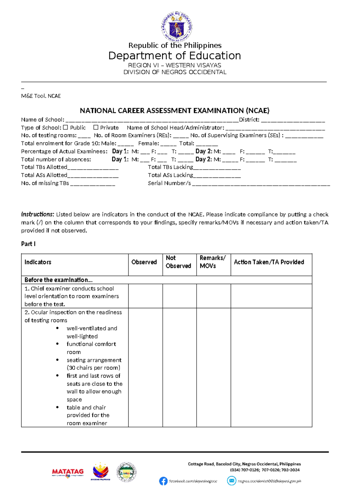 NCAE Monitoring Tool for Examination Compliance & Reporting - Studocu