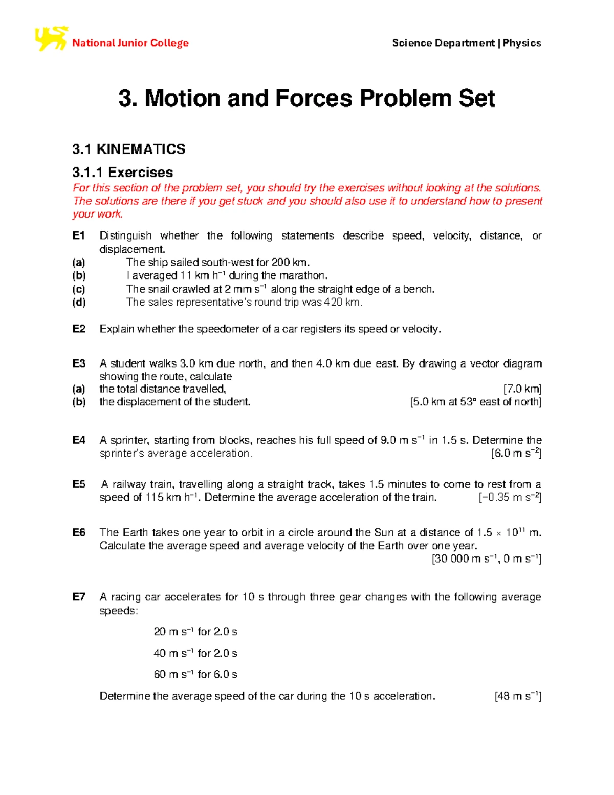 NJC Physics 4: Energy Fields Exercise Solutions 2025 - Studocu