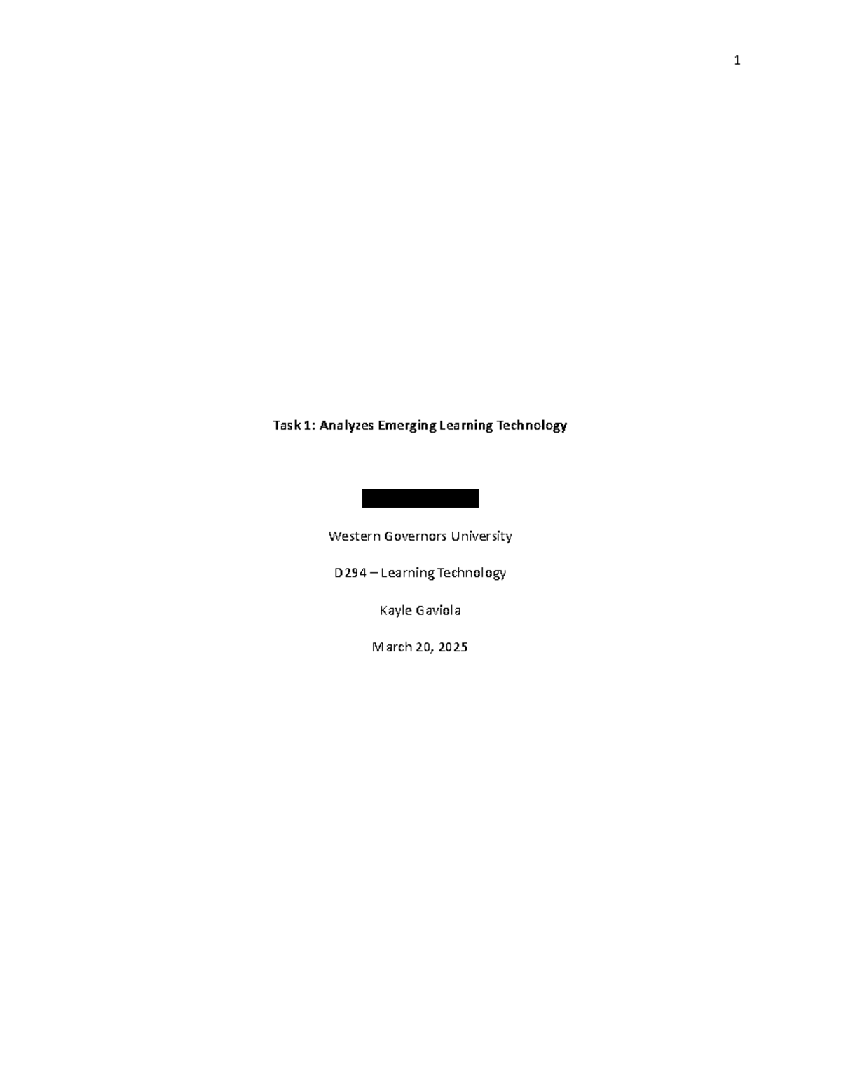 D294 Task 1 - Analyzing AI's Impact on Learning Technologies - Studocu