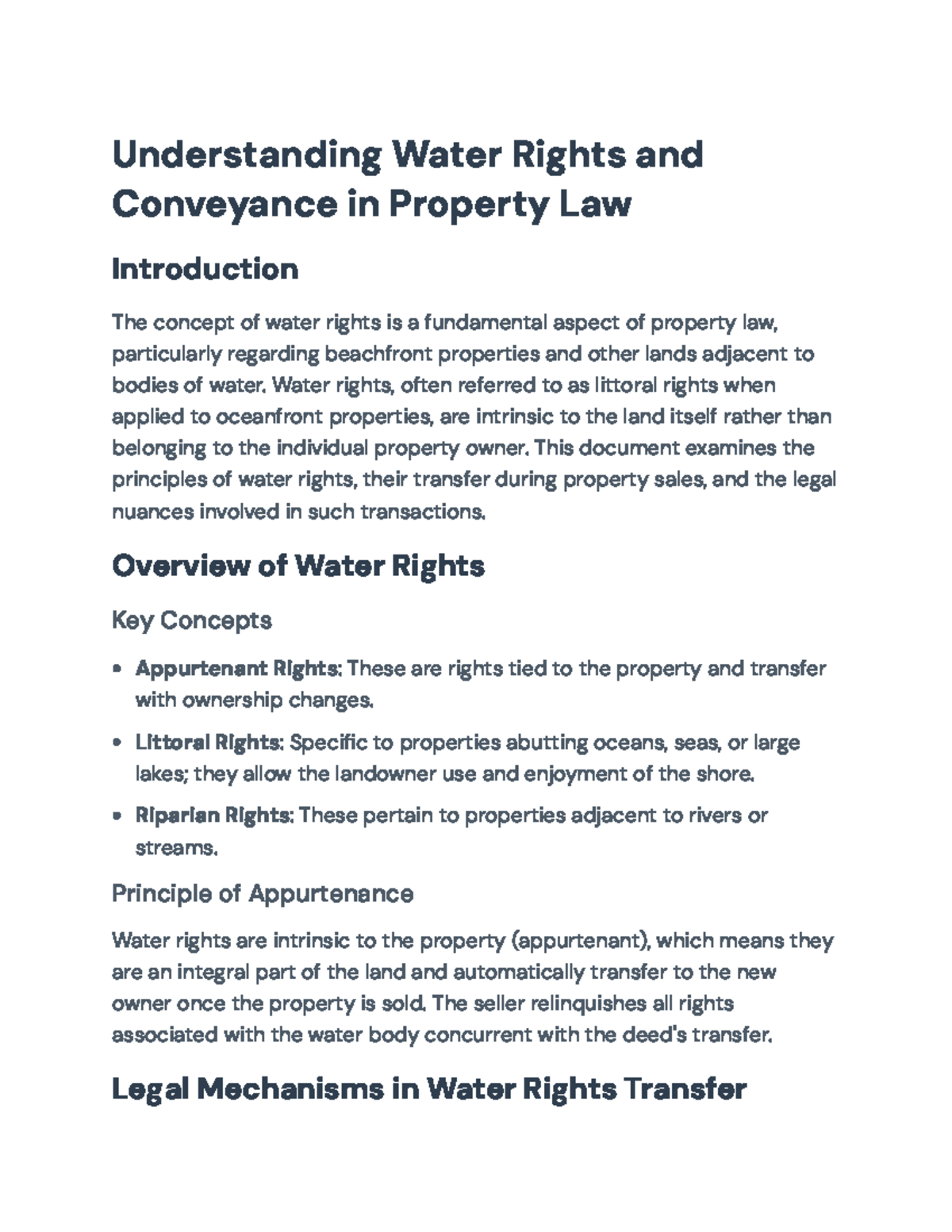 Understanding Water Rights and Conveyance in Property Law (Law 101 ...