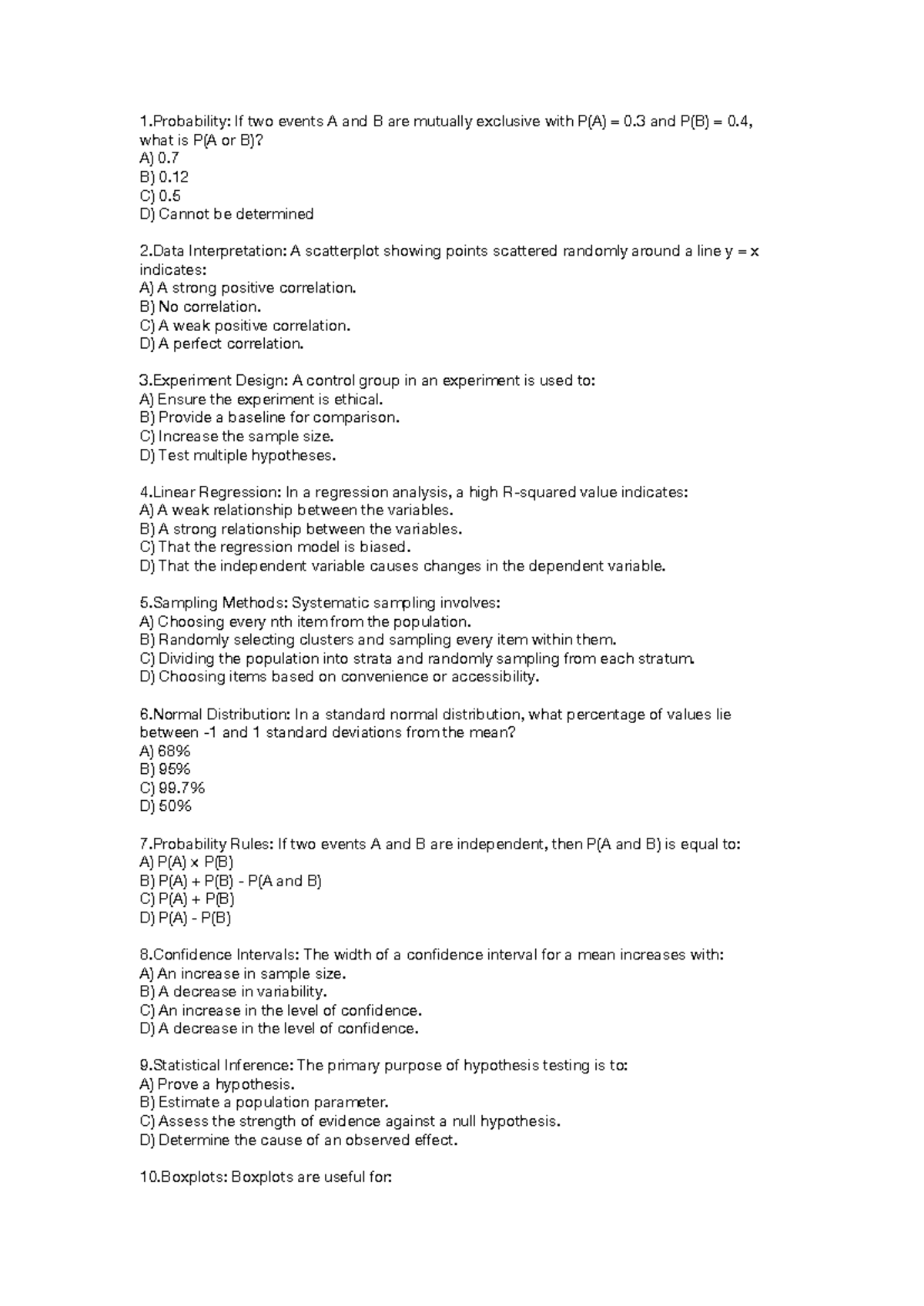 AP Statistics Practice Questions - Exam Prep - Studocu