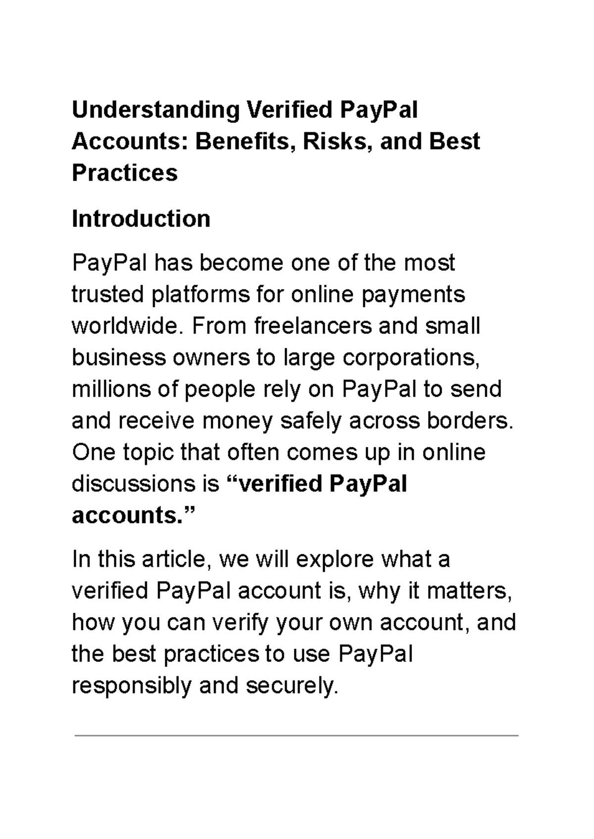 Understanding Verified PayPal Accounts Benefits & Risks Analysis Studocu(00)