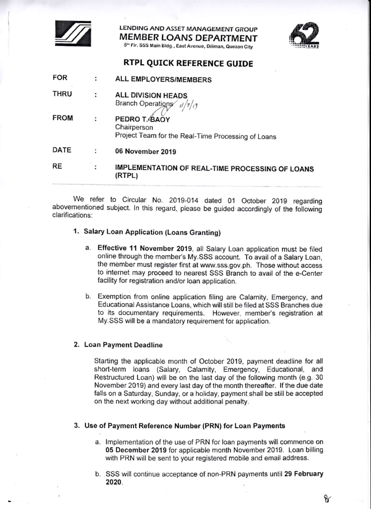 RTPL 2019 Quick Reference Guide for Loan Processing and Payments - Studocu