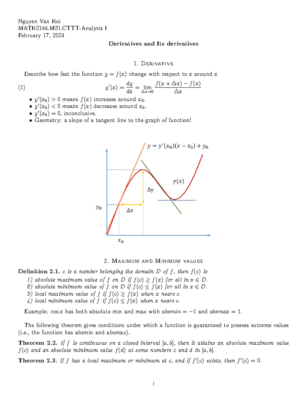 Derivatives and Their Applications - CAL 101 Final Exam Notes - Studocu