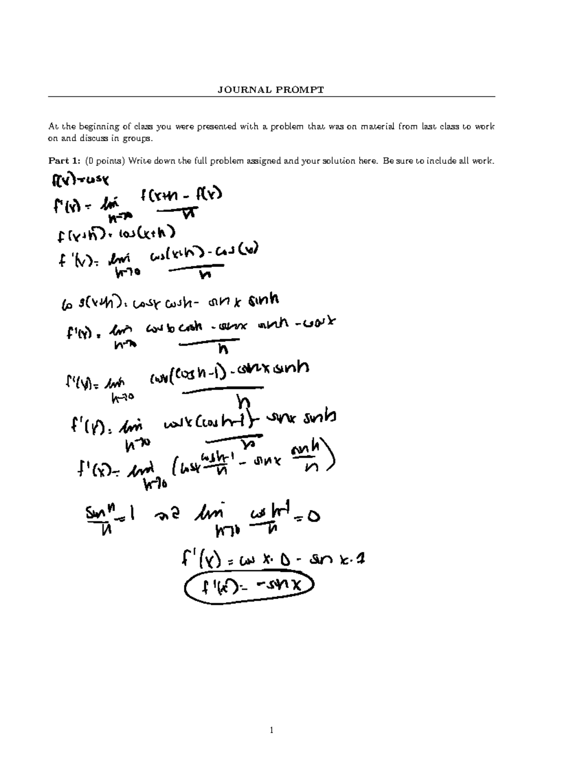 Journal Prompt: Group Problem Discussion Notes - Studocu