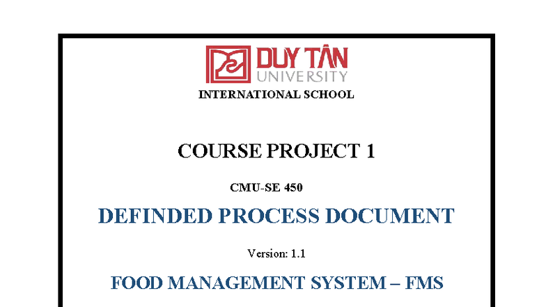 C1SE.28 Food Management System Project Plan Document v1.1 - Studocu
