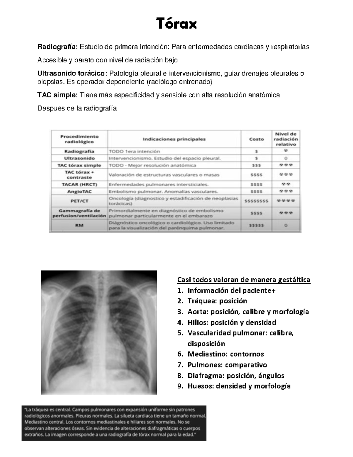 Torax - Consideraciones básicas de la interpretación del Rx de tórax ...