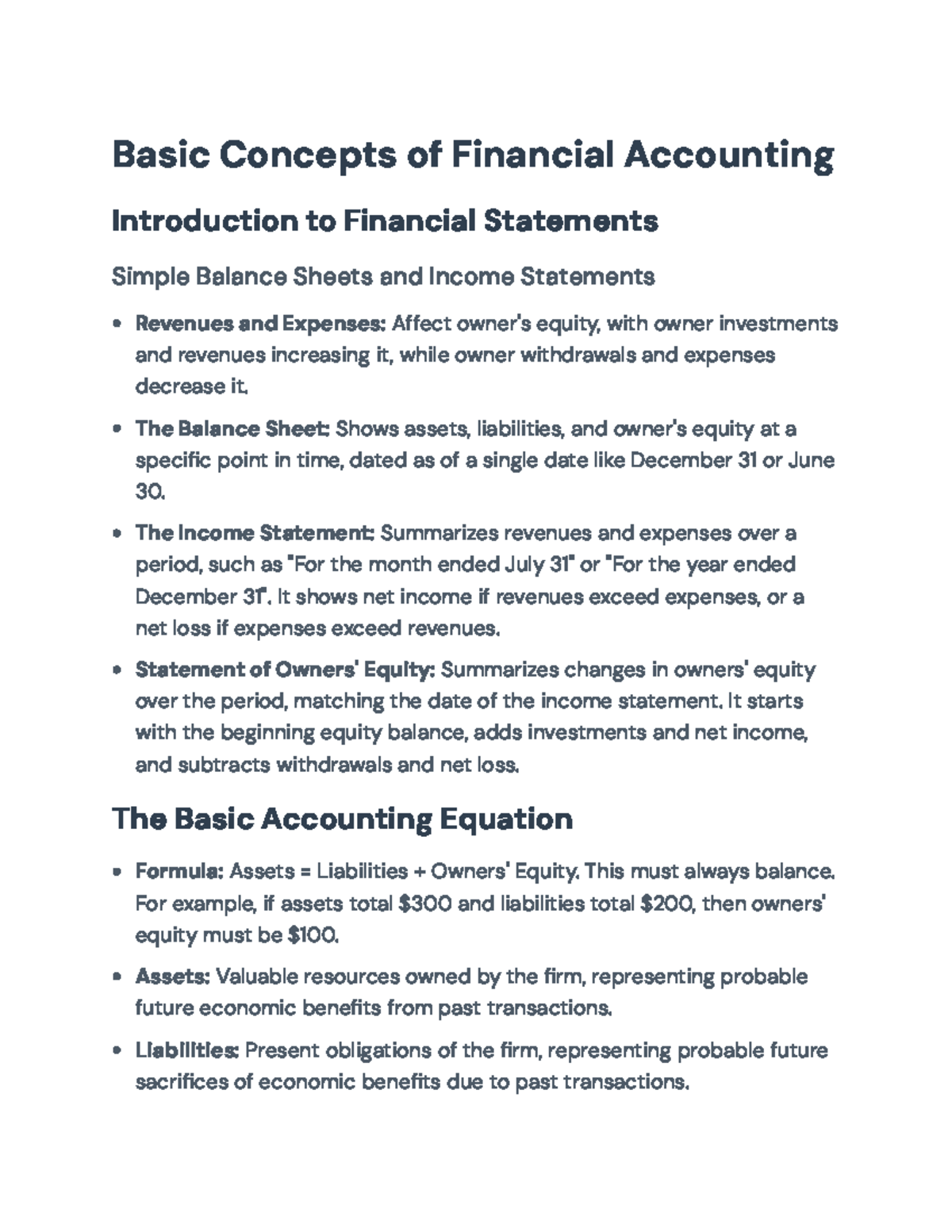 Basic Concepts of Financial Accounting (FIN 101) - Overview and ...
