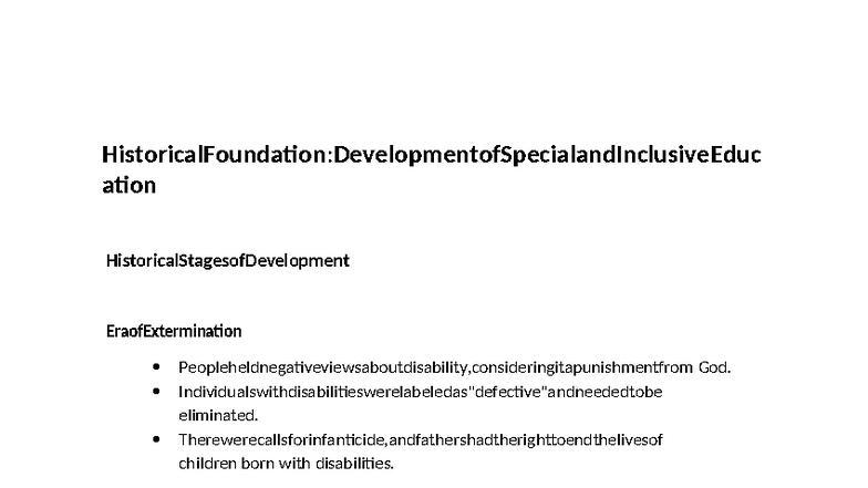 Foundations of Special and Inclusive Education: Historical Perspectives ...