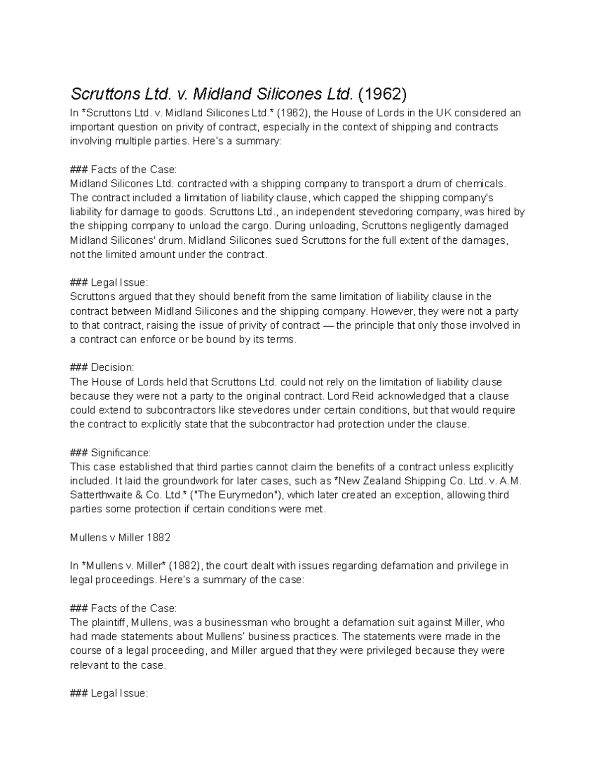 Case Readings Summary: Key Legal Principles in Agency Law - Studocu