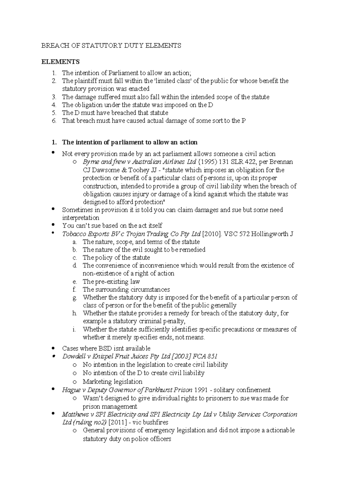 Breach of Statutory Duty: Key Elements and Case Examples - Studocu
