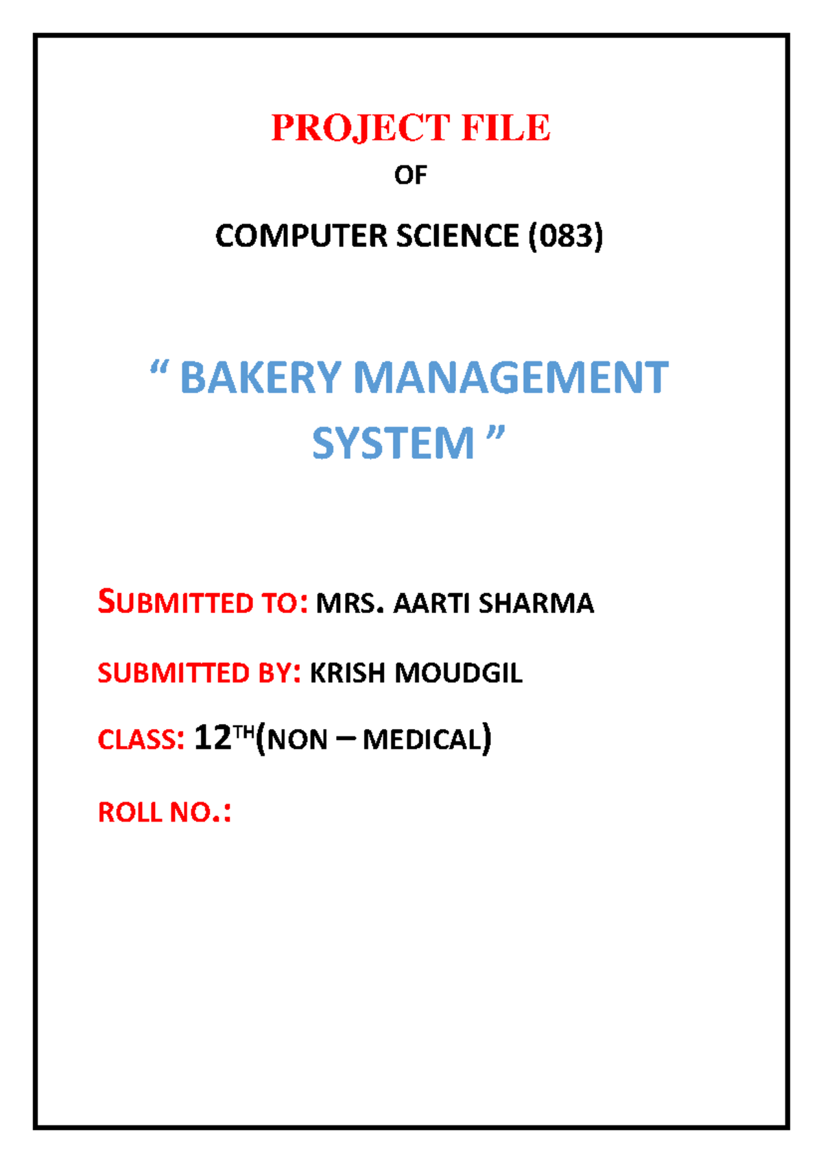 Final Project - Bakery Management System (CS 083) - Studocu