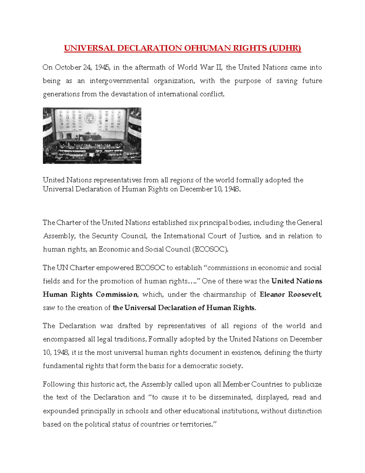 Universal Declaration of Human Rights (UDHR) Overview and Articles ...