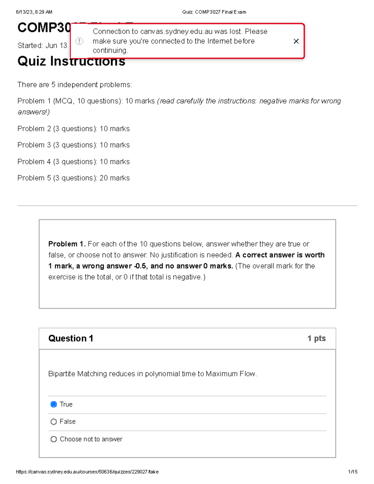 Quiz 1: COMP3027 Final Exam Questions and Instructions - Studocu