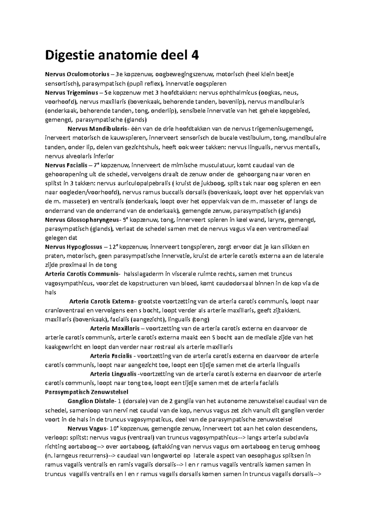 Anatomie van het Digestieve Systeem Deel 4: Zenuwen en Vaten - Studeersnel