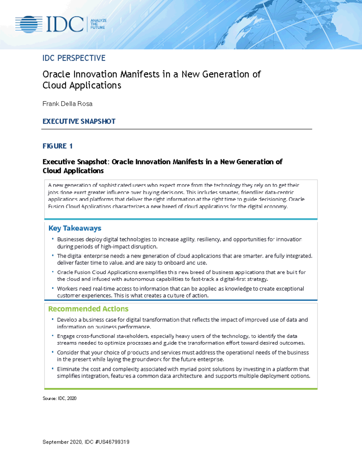 IDC Perspective: Oracle's New Generation of Cloud Applications - Studocu