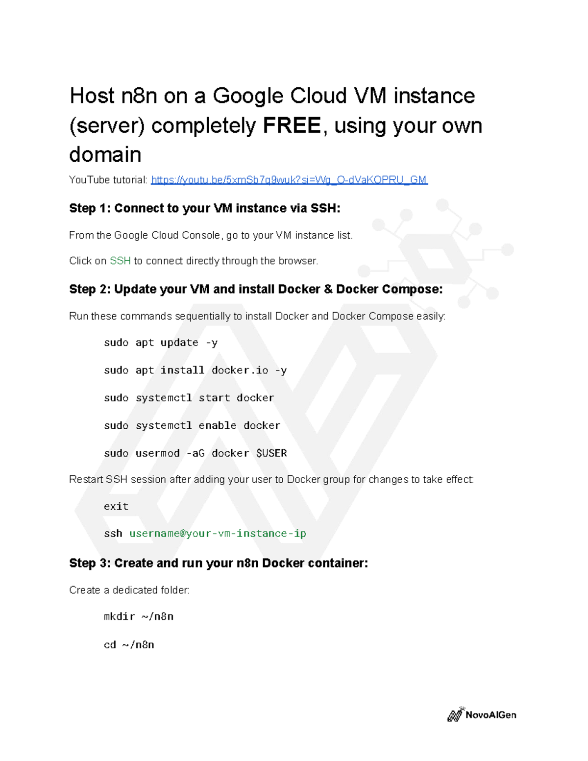 Host n8n on Google Cloud VM Instance: A Step-by-Step Guide - Studocu