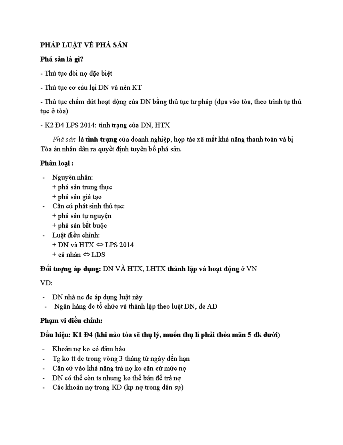 PHÁP LUẬT VỀ PHÁ SẢN: Quy Định và Thủ Tục Theo LPS 2014 - Document Preview