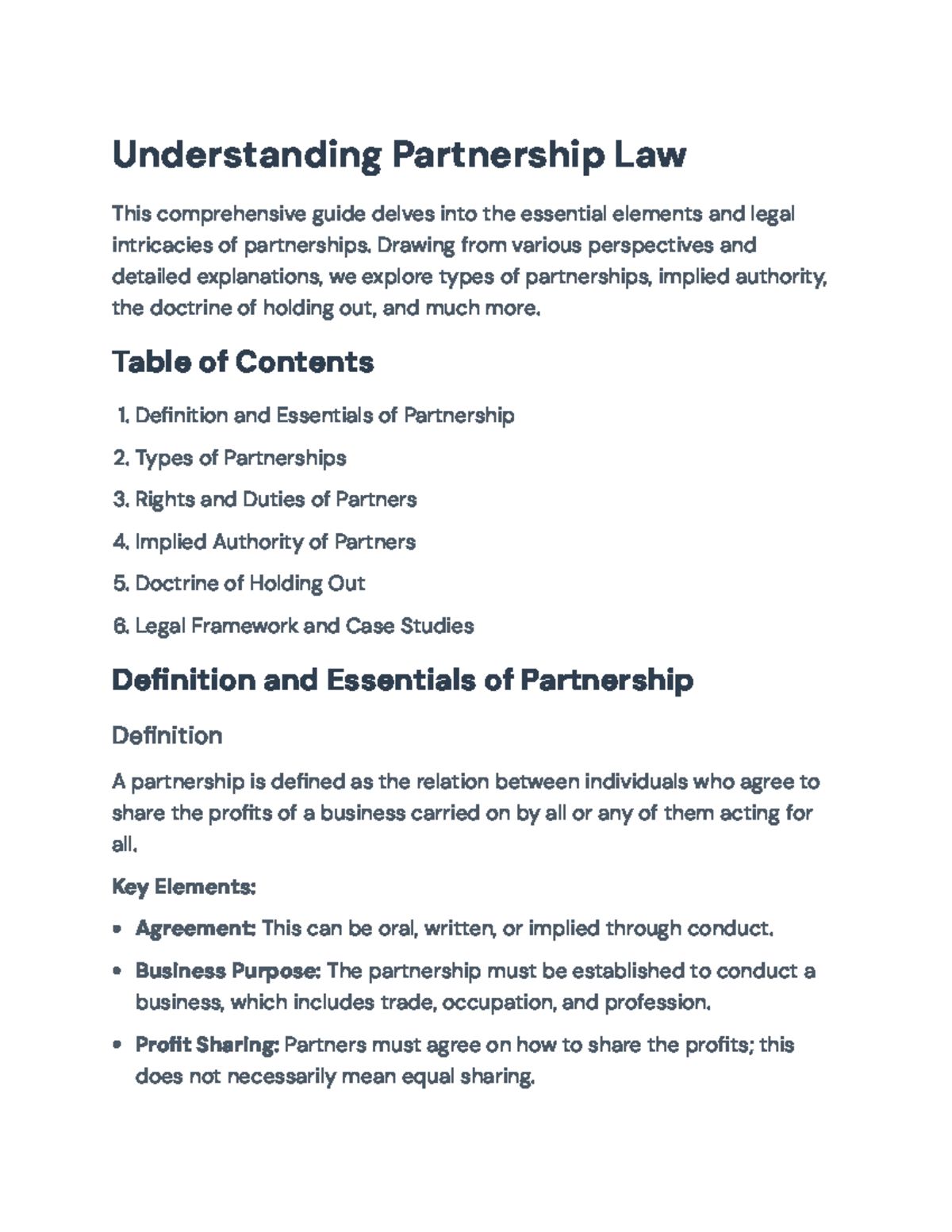 Understanding Partnership Law: Rights, Duties, and Legal Framework ...