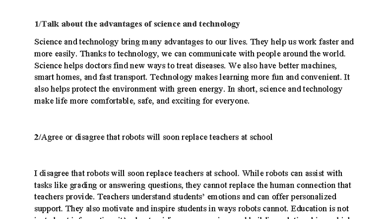Advantages of Science & Tech: Impact on Education & Society - Studocu