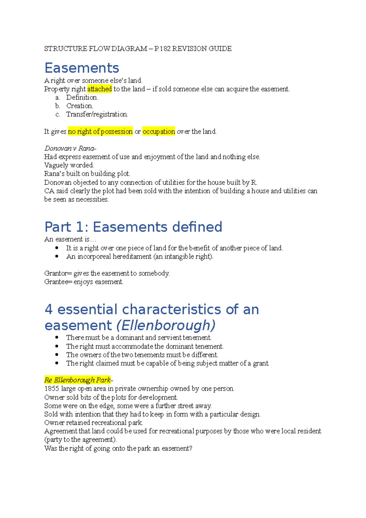 Easements - STRUCTURE FLOW DIAGRAM – P REVISION GUIDE Easement s A ...