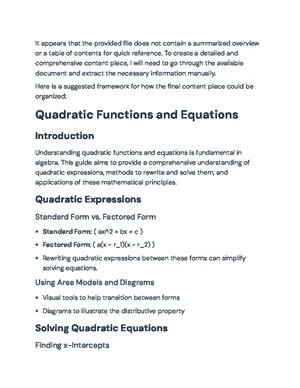 Quadratic Equations - Study Notes & Assignments - Studocu