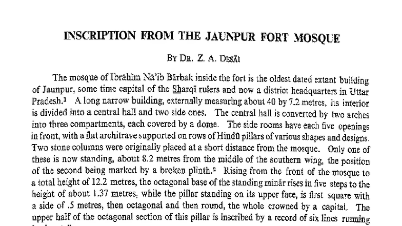 INSCRIPTION ANALYSIS OF JAUNPUR FORT MOSQUE (HIST 101) - Studocu