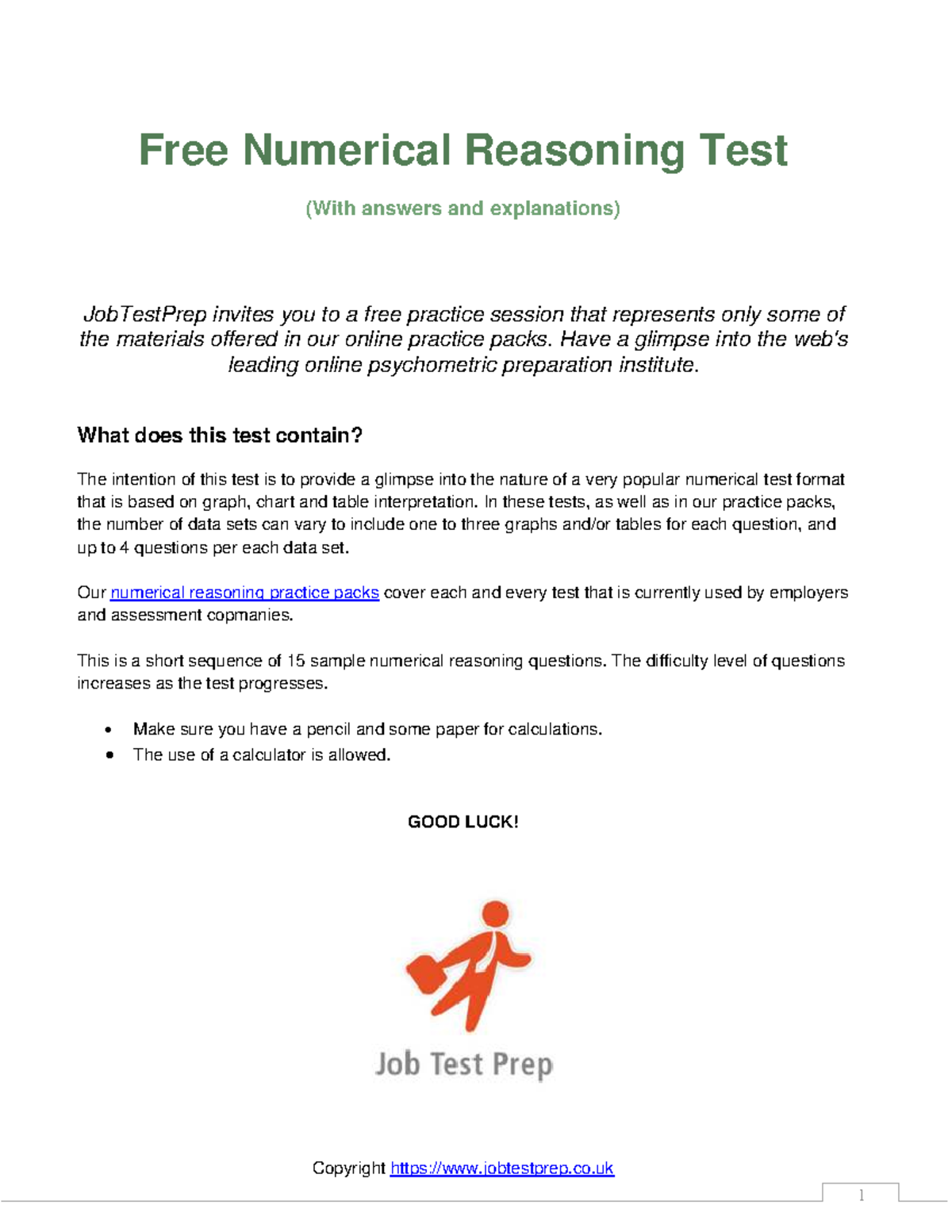 Free numerical reasoning test questions answers - Free Numerical ...